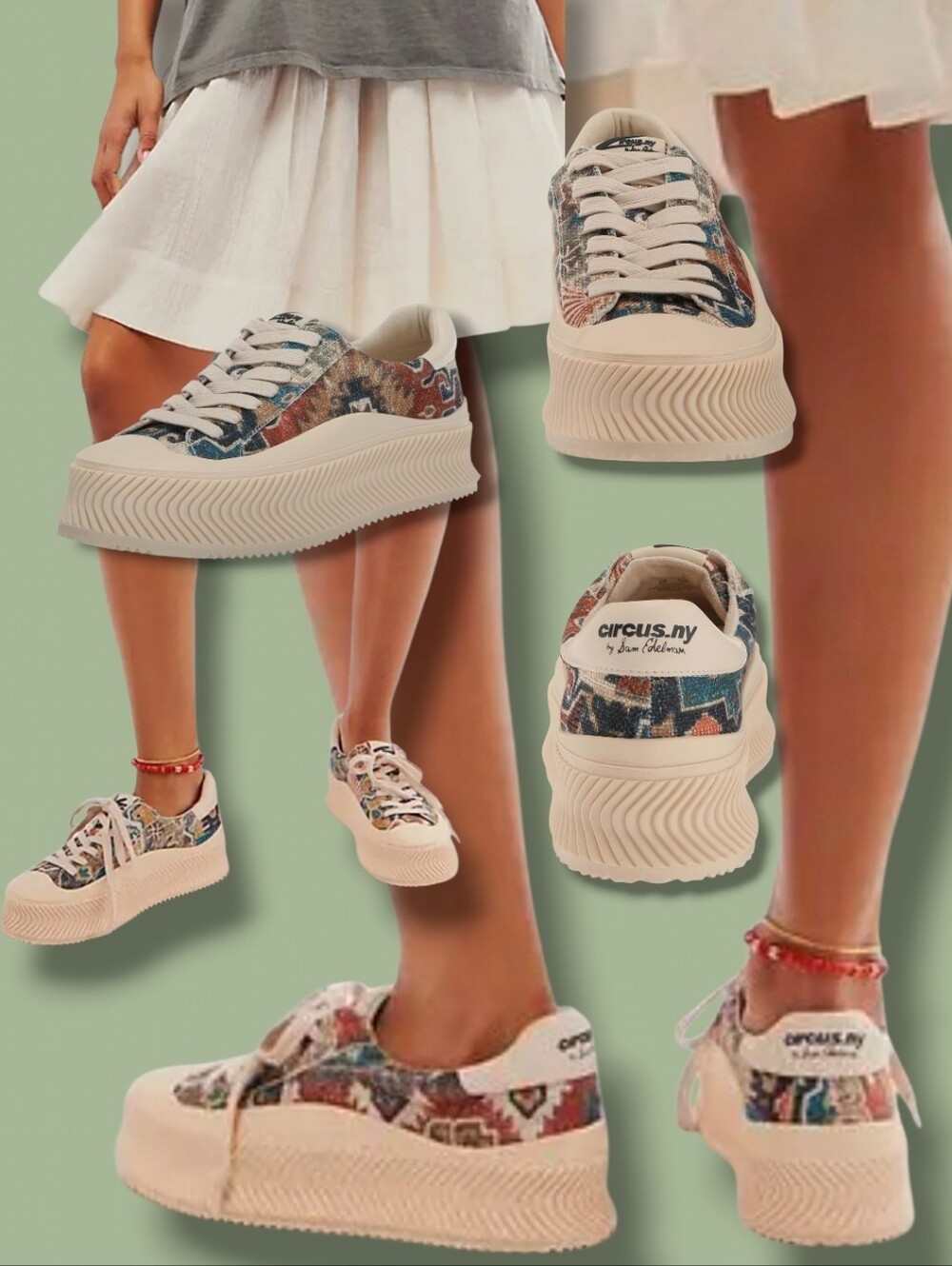 NEW 💐 Circus NY By Sam Edelman Women's Tatum Platform Tapestry Print Sneakers